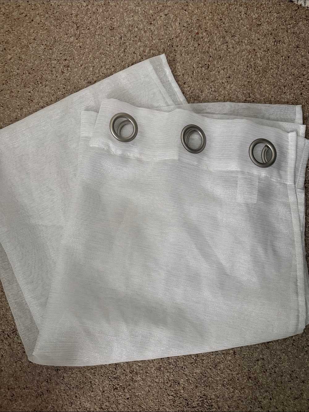 White Sheers curtains with silver shimmer vertical lines
